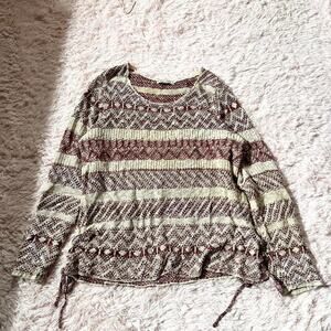 Stripped Hippie Cottage Core Indie Boho Earthy Granola Cozy Oversized Sweater